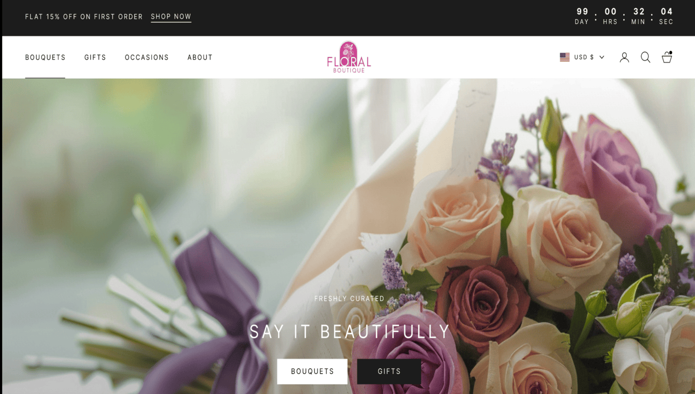 Floral Boutique Hero Section
